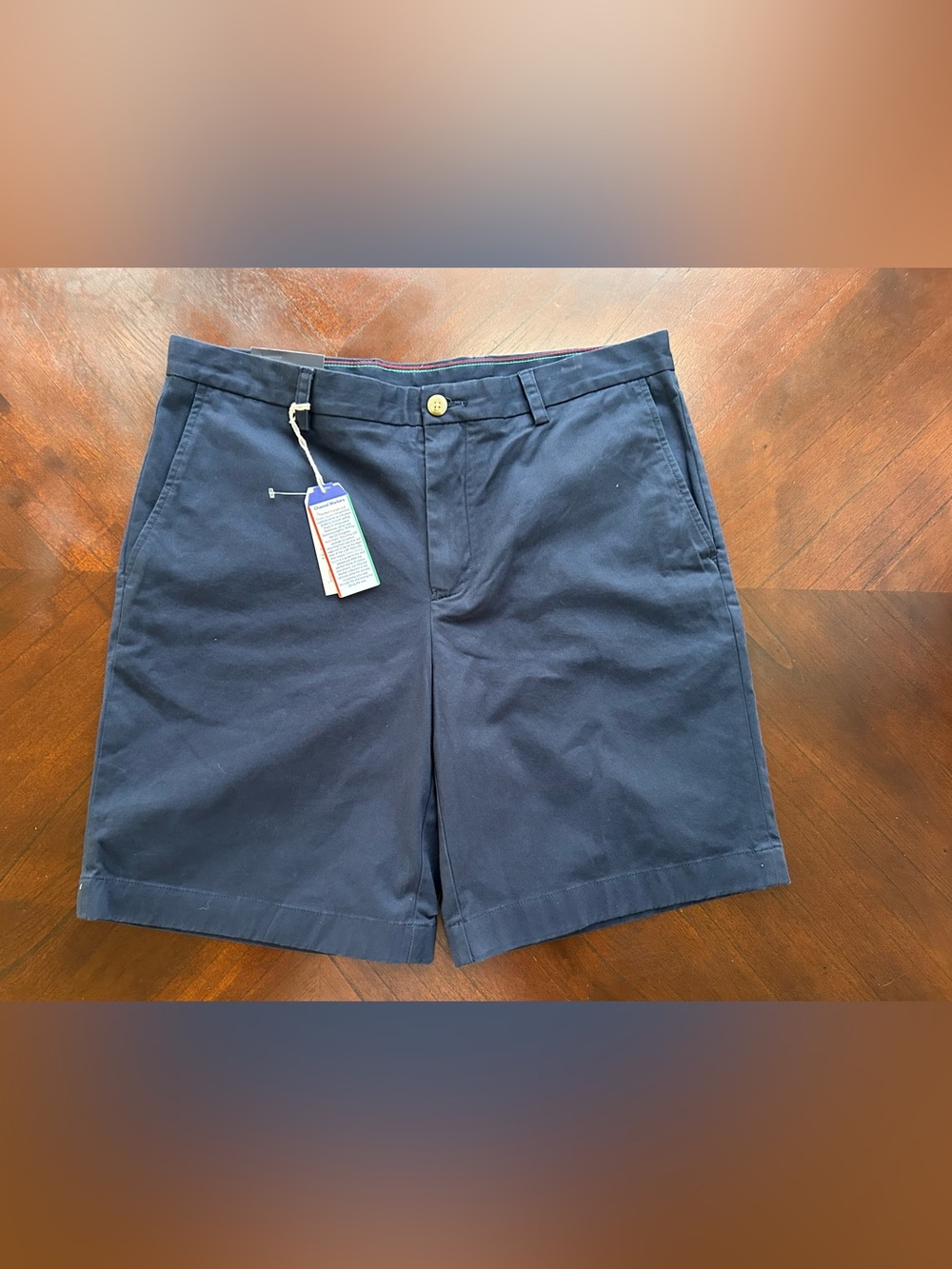 New Southern Tide Classic Navy Flat-Front Chino Shorts size w35